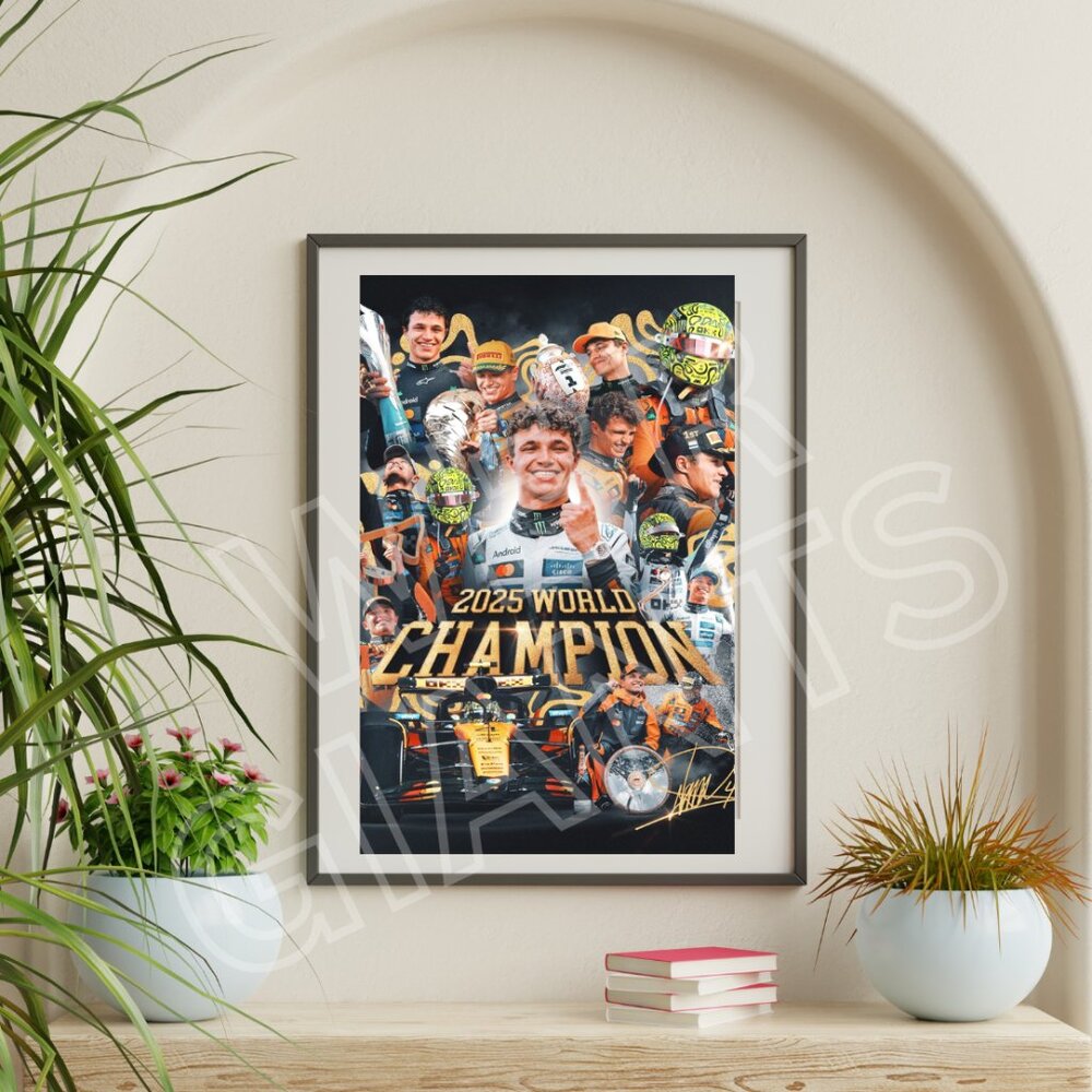 F1 World Champion- Lando Norris 11x17 Poster- 2025 Champ, F1 racing, F1 winner